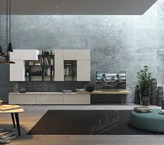 Современная гостиная в 4-х цветах с полкой для TV PC467