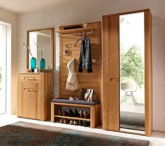 Прихожая с 2-мя зеркалами, шкафом, тумбой и обувницей PC584
