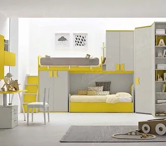 «Солнечная» детская мебель с 2-мя кроватями, шкафами, столом PC489