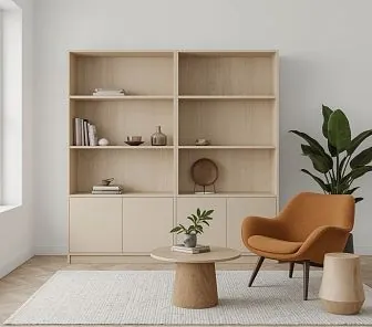 Скандинавский книжный шкаф в светлом дубе
