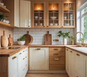 Кухня с двухцветными фасадами