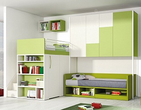 Мебель для детской комнаты в бело-зеленых оттенках Md174