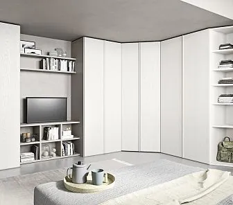 Высокий угловой шкаф с ТВ-зоной и открытыми полками CS265