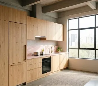 Линейная кухня в стиле скандинавский лофт