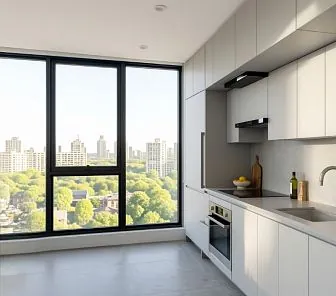 Серая кухня в стиле постмодернизм