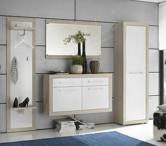 Красивая светлая прихожая мини в трендовом стиле минимализм PC592