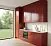 Прямая терракотовая кухня в стиле минимализм со столешницей под белый мрамор