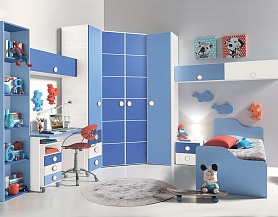 Бело-голубая оригинальная мебель для комнаты мальчика Md321