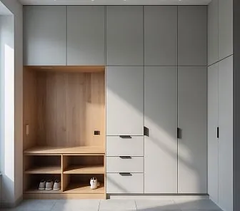 Прихожая с отделкой натуральным шпоном дуба