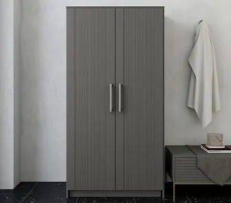 Компактный шкаф в графитовой эмали с вертикальной фрезеровкой