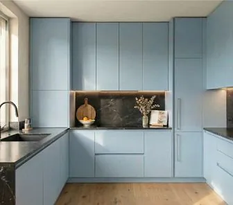 П-образная кухня в стиле современный минимализм