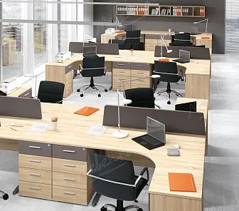 Офисный стол с перегородками из массива бука OM 215