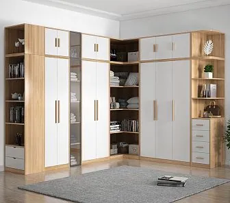 Угловая библиотека с тумбами, комодами и стеллажами, CS246