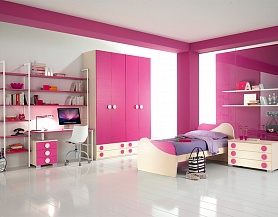 Мебельный гарнитур в розовом цвете для девочки Md278