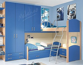Синяя мебель со вставками для комнаты 2-х мальчиков Md165