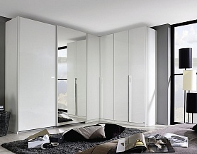 Белый угловой шкаф с распашными дверями и «купе», CS236