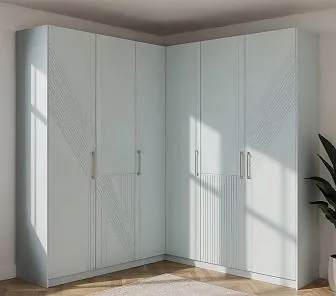 Угловой шкаф с уникальным геометрическим фрезерованным узором