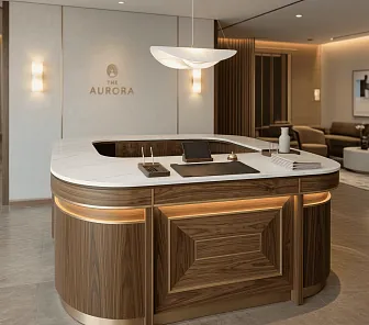 Современный стол для ресепшена с подсветкой