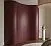 Радиусный шкаф в бордовом цвете с золотыми ручками