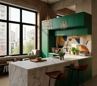 Кухня в стиле авангардный лофт с островом