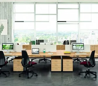 Деревянный стол для сотрудников офиса с перегородками OM 179